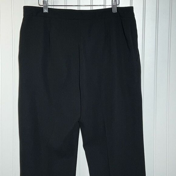 Liz Claiborne Suits Flat Front Pants Women’s 12 Black Lined Classic Slit Pocket - Picture 6 of 9